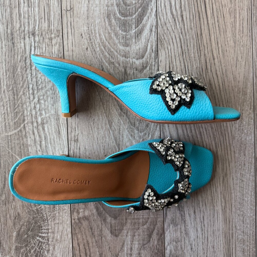 Rachel Comey Rhinestone Turquoise Aqua Kitten Heels US 6 NWOB
